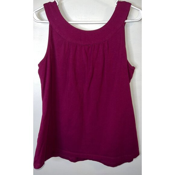 Womens L.A. Blues Magenta Sleeveless Top With Crochet V-Neck XL Cotton Blend - Picture 2 of 4